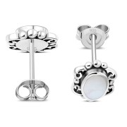 Mother of Pearl Sterling Silver Stud Earrings, e371 